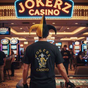 🃏 JOKERZ CASINO Jester Graphic Tee Large 🃏